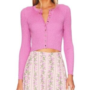NWT LoveShackFancy Hill Ribbed Button-Up Cardigan L